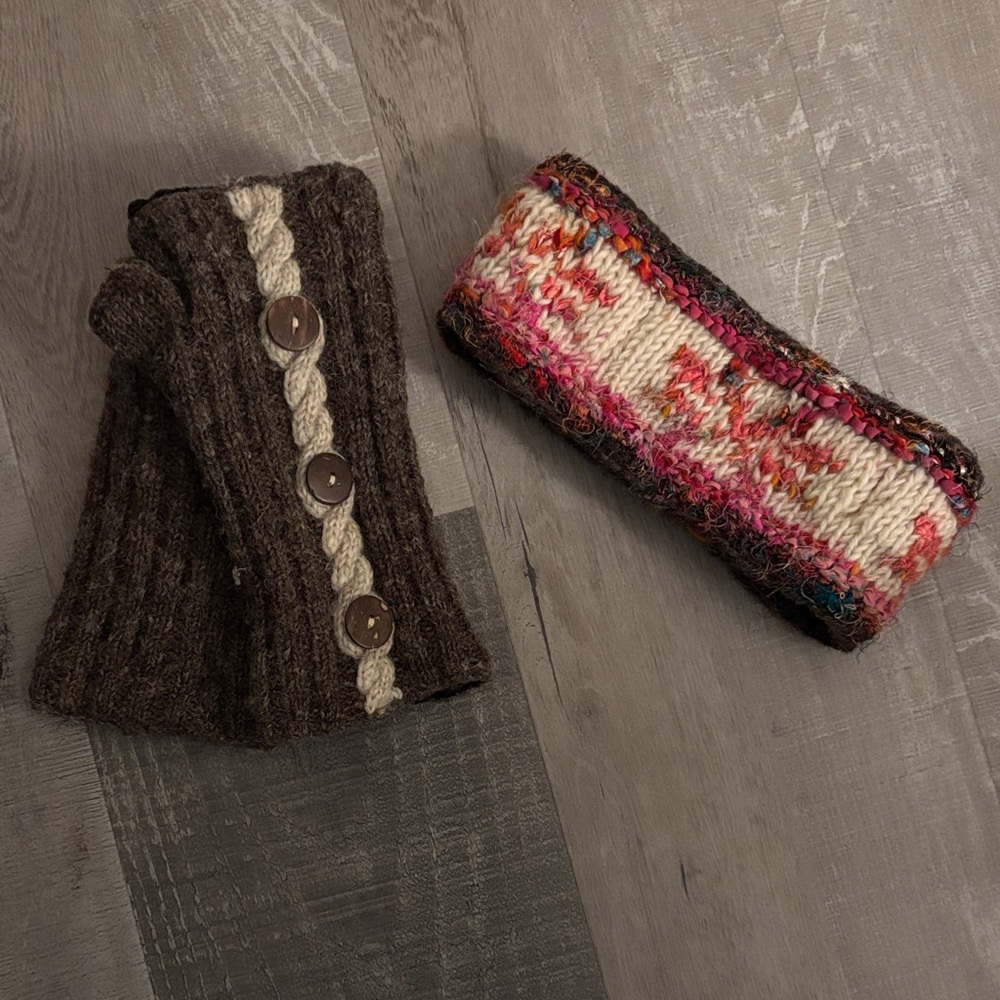 Free People Brown and Multicolor Knit Gloves and Mittens